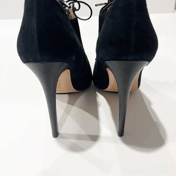 L.A.M.B. Isabella Black Suede Leather Stiletto Booties Size 9 - Picture 5 of 7